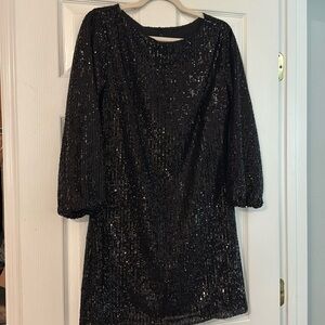 Like New Loft Sequin Black Dress